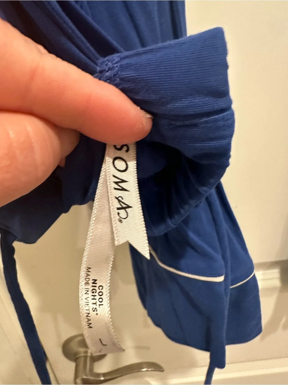 Soma Royal Blue Short-Sleeve Pajama Set with White Piping